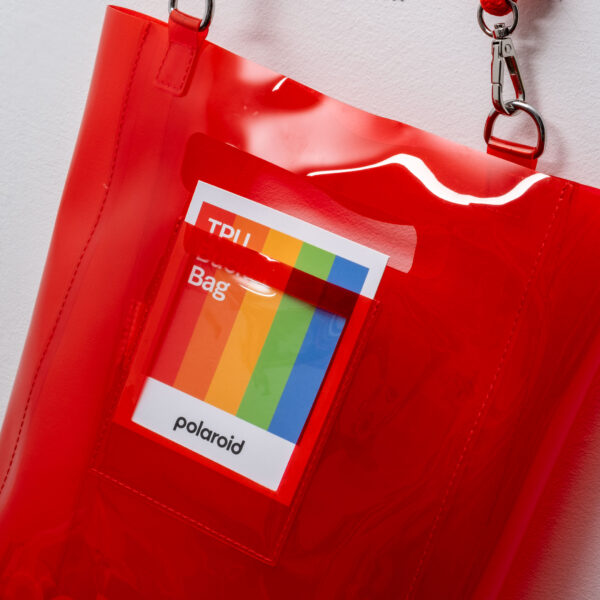 Borsa Polaroid trasparente rossa