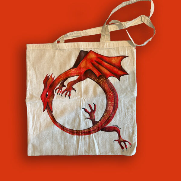 "Drago" Totebag - AurorArt disegnata a mano