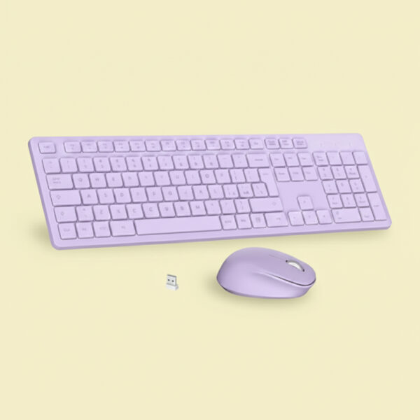 tastiera viola ergonomica con mouse