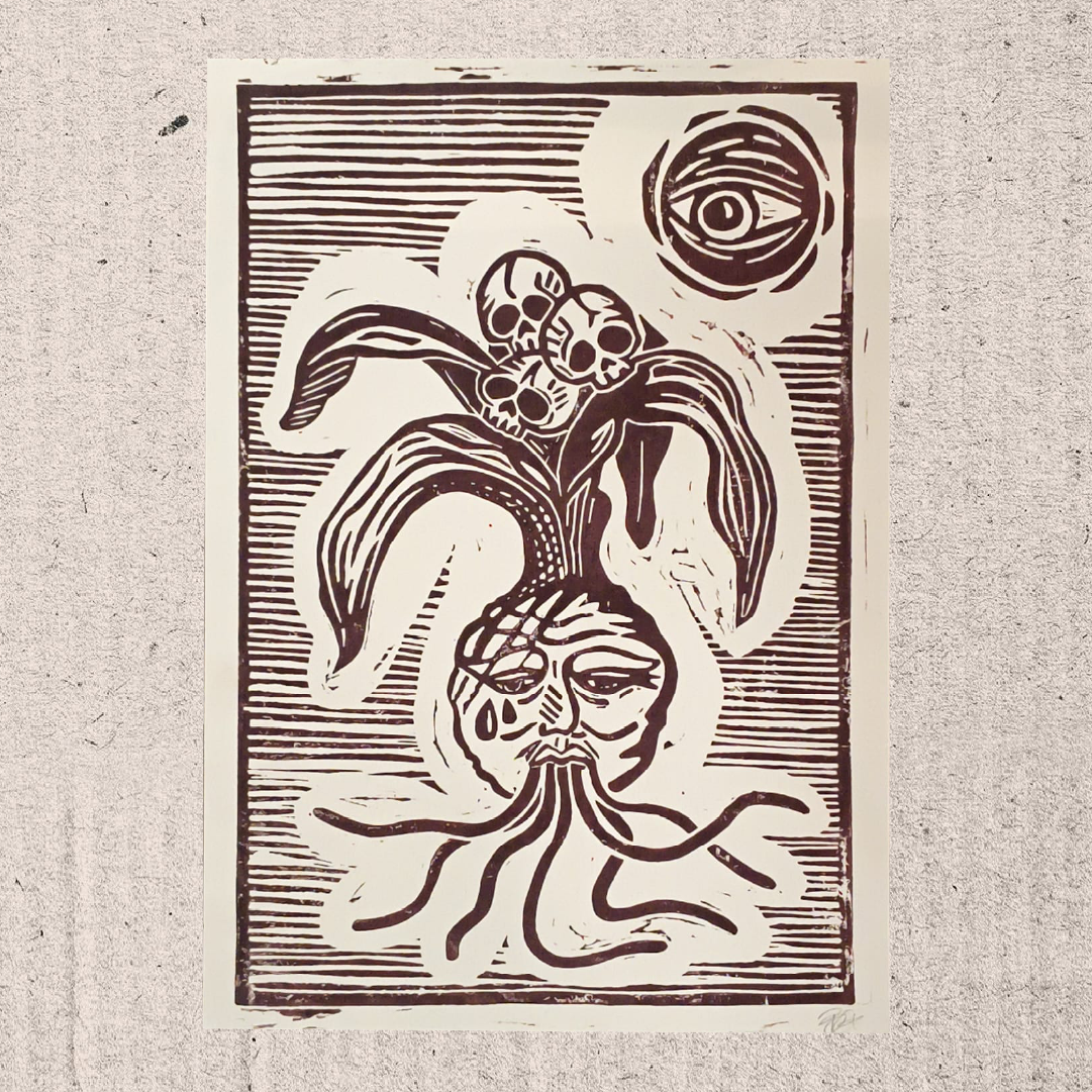 Stampa artigianale in linoleografia su cartoncino