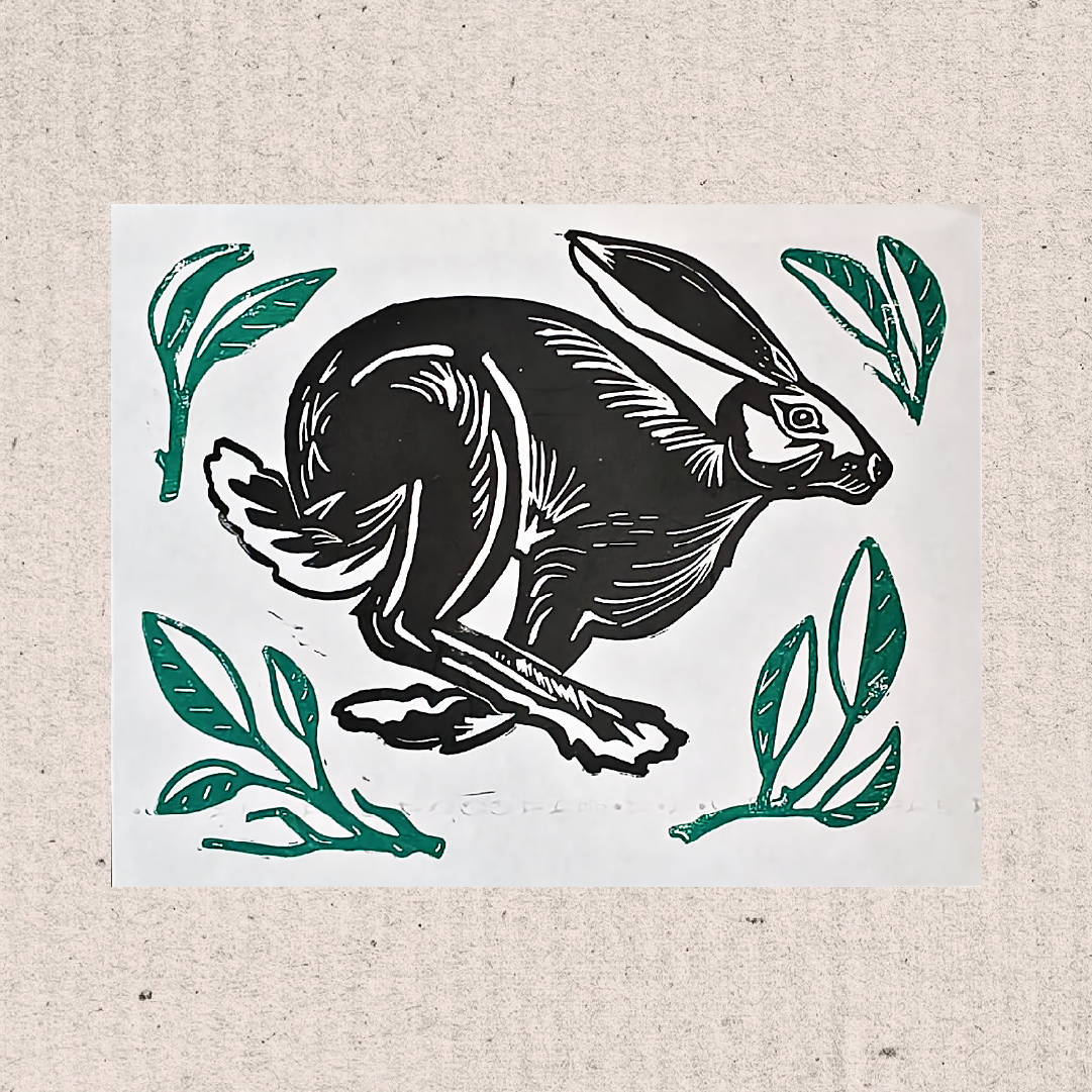 Stampa artigianale in linoleografia su cartoncino