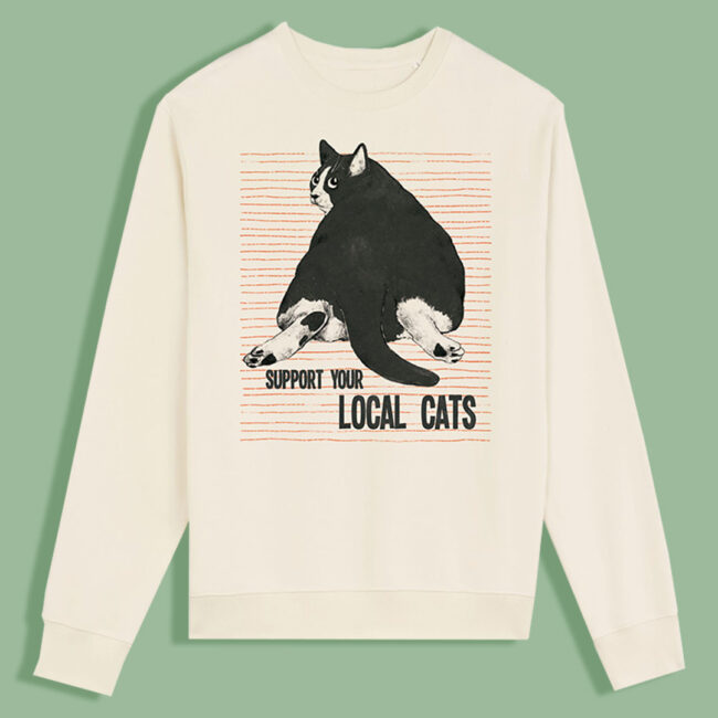 felpa save your local cats Marisa Ventura gatto nero