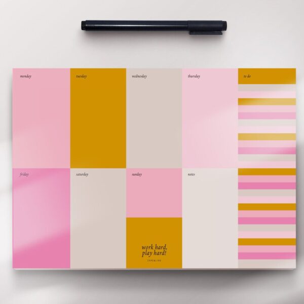 agenda settimanale colorata rosa e giallo