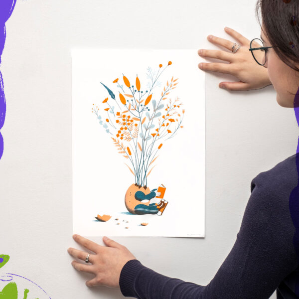 "Lettura" - Risografia A3 di Pablo Caracol