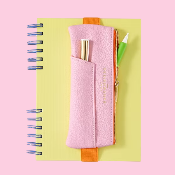 " Elastic pen pouch " 2 custodia elastica per penne, in pelle vegana rosa