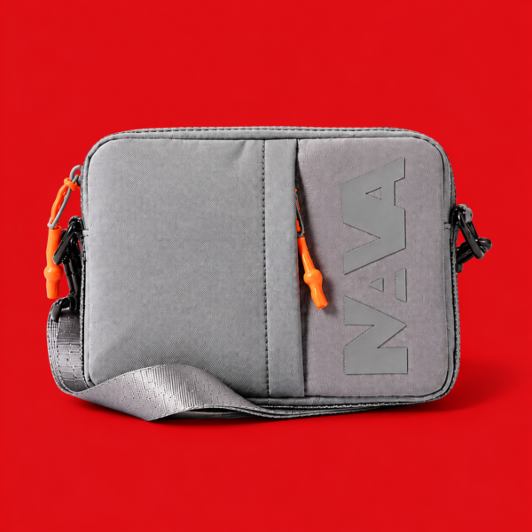 POUCH CON TASCA - FRONTALE VERTICALE E TRACOLLA GRIGIO